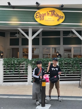 「BIG FIELD（ビッグフィールド）のレトロハンソデワンピース(130～150cm)（ワンピース、ブルー系）」を使った、ミニーさん（レディース）の春コーディネート