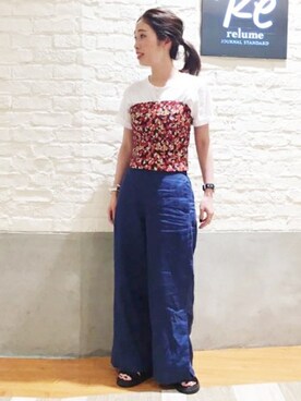 「relume」｜relume 博多店 スタッフAさん（レディース・157cm）の夏コーディネート