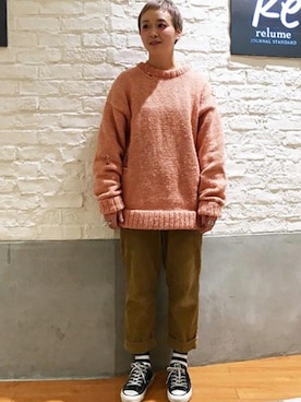 「wiffle（ウィッフル）のアイテム」を使った、relume 博多店 スタッフAさん（レディース・163cm）の冬コーディネート