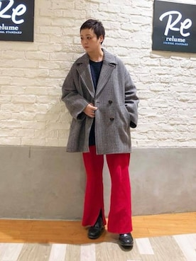 ダブルカラーチェックコート◇を使ったショップスタッフの人気