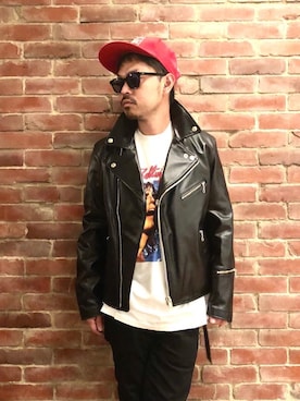 「HYSTERIC GLAMOUR（ヒステリックグラマー）のHYS WHISKY柄 刺繍キャップ（キャップ）」を使った、Hさん（メンズ・166cm）の秋コーディネート