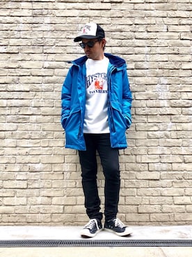 「HYSTERIC GLAMOUR（ヒステリックグラマー）のアイテム（マウンテンパーカー）」を使った、Hさん（メンズ・166cm）の冬コーディネート