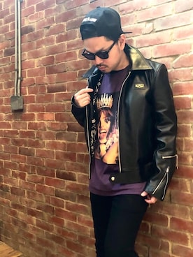 「HYSTERIC GLAMOUR（ヒステリックグラマー）のHYS WHISKY柄 刺繍キャップ（キャップ）」を使った、Hさん（メンズ・166cm）の冬コーディネート