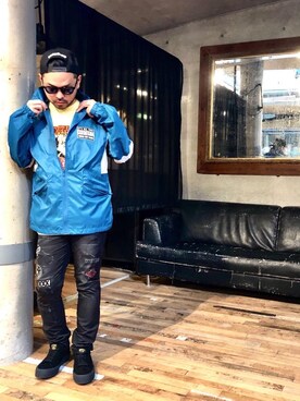 「HYSTERIC GLAMOUR（ヒステリックグラマー）のHYS WHISKY柄 刺繍キャップ（キャップ）」を使った、Hさん（メンズ・166cm）の春コーディネート