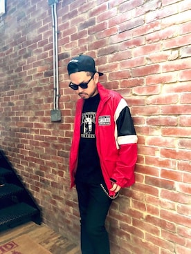 「HYSTERIC GLAMOUR（ヒステリックグラマー）のHYS WHISKY柄 刺繍キャップ（キャップ）」を使った、Hさん（メンズ・166cm）の春コーディネート