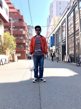 「HYSTERIC GLAMOUR（ヒステリックグラマー）のHYS WHISKY柄 刺繍キャップ（キャップ）」を使った、Hさん（メンズ・166cm）の春コーディネート