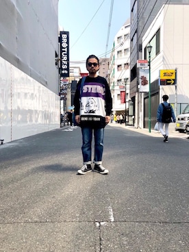 「HYSTERIC GLAMOUR（ヒステリックグラマー）のHYS WHISKY柄 刺繍キャップ（キャップ）」を使った、Hさん（メンズ・166cm）の春コーディネート