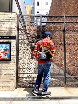 「HYSTERIC GLAMOUR（ヒステリックグラマー）のHYS WHISKY柄 刺繍キャップ（キャップ）」を使った、Hさん（メンズ・166cm）の春コーディネート