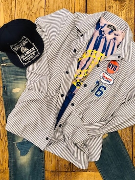 「HYSTERIC GLAMOUR（ヒステリックグラマー）のHYS WHISKY柄 刺繍キャップ（キャップ）」を使った、Hさん（メンズ・166cm）の春コーディネート