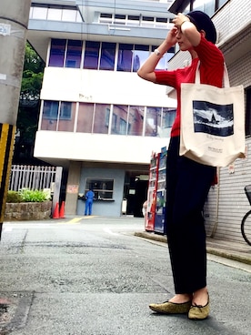 「Torrazzo Donna（トラッゾドンナ）の【予約】＜TORRAZZO DONNA＞ストライプニットプルオーバー＆キャミソール（ニット/セーター、レッド系）」を使った、Miyu Iwasakiさん（レディース・160cm）の夏コーディネート