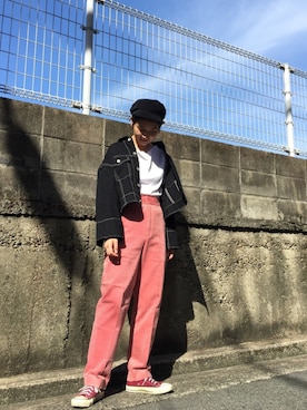 「BEAUTY&YOUTH UNITED ARROWS（ビューティーアンドユースユナイテッドアローズ）のBY∴ コーデュロイマリンキャスケット ◆（キャスケット）」を使った、Miyu Iwasakiさん（レディース・160cm）の夏コーディネート