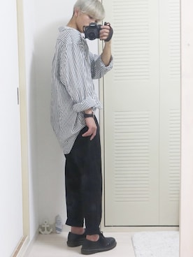 「Dr. Martens（ドクターマーチン）のDr.Martens (ドクターマーチン)/1461 3EYE GIBSON SHOES（その他シューズ）」を使った、kakeruさん（メンズ・170cm）の夏コーディネート