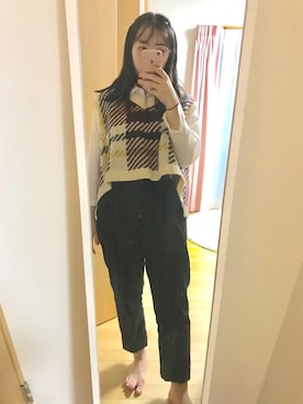 「STYLENANDA（スタイルナンダ）のアイテム（ベスト）」を使った、小林佳奈さん（レディース・162cm）の秋コーディネート