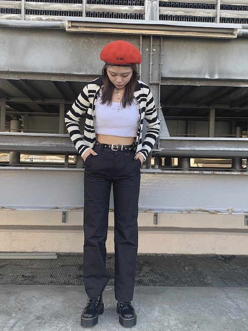 X Girl エックスガール のハンチング ベレー帽を使った人気ファッションコーディネート Sciaky