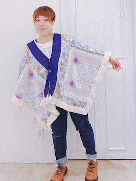 「アイテム（カーディガン/ボレロ）」を使った、すうちゃん🐧ScoLarさん（レディース・142cm）の冬コーディネート