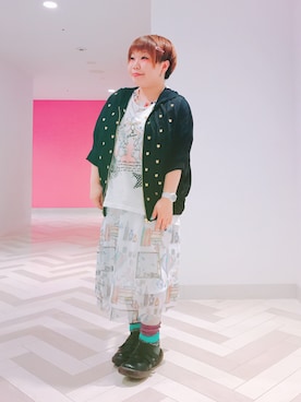 「アイテム（スカート）」を使った、すうちゃん🐧ScoLarさん（レディース・142cm）の春コーディネート