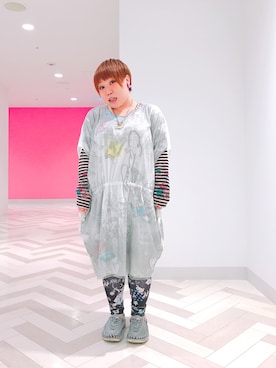 「アイテム（レギンス/スパッツ）」を使った、すうちゃん🐧ScoLarさん（レディース・142cm）の春コーディネート