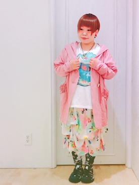 「アイテム（パーカー）」を使った、すうちゃん🐧ScoLarさん（レディース・142cm）の春コーディネート