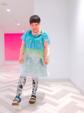 「アイテム（レギンス/スパッツ）」を使った、すうちゃん🐧ScoLarさん（レディース・142cm）の夏コーディネート