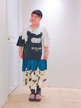 「アイテム（サンダル）」を使った、すうちゃん🐧ScoLarさん（レディース・142cm）の夏コーディネート