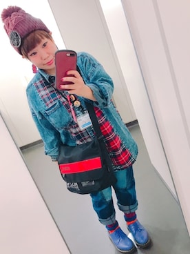 「アイテム（帽子）」を使った、すうちゃん🐧ScoLarさん（レディース・142cm）の秋コーディネート