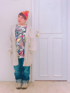 「アイテム（パーカー）」を使った、すうちゃん🐧ScoLarさん（レディース・142cm）の春コーディネート