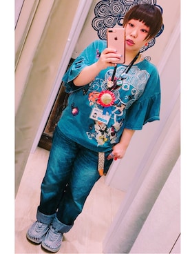 「アイテム（ベルト）」を使った、すうちゃん🐧ScoLarさん（レディース・142cm）の夏コーディネート