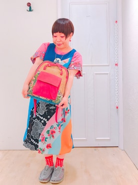 「アイテム（バッグ）」を使った、すうちゃん🐧ScoLarさん（レディース・142cm）の夏コーディネート