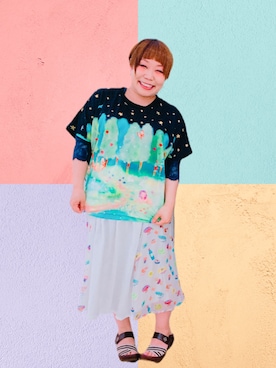 「アイテム（サンダル）」を使った、すうちゃん🐧ScoLarさん（レディース・142cm）の夏コーディネート