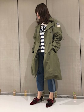 「AVIREX（アヴィレックス）のアイテム（トレンチコート）」を使った、erizumeさん（レディース・167cm）の冬コーディネート