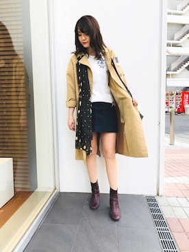「AVIREX（アヴィレックス）のアイテム（トレンチコート）」を使った、erizumeさん（レディース・167cm）の春コーディネート