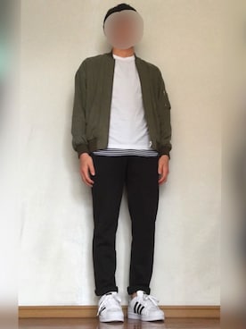 「アイテム（MA-1）」を使った、monoさん（メンズ・172cm）の春コーディネート