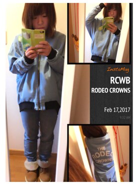 「Rodeo Crowns（ロデオクラウンズ）のアイテム（デニムジャケット）」を使った、しょみさん（レディース・144cm）の冬コーディネート