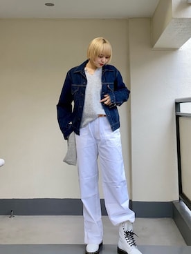 「Alphabets alphabet（アルファベッツアルファベット）のアイテム」を使った、ももらんぼさん（レディース・170cm）の冬コーディネート