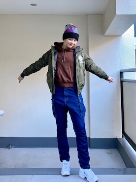 「Jungle Storm（ジャングルストーム）のアイテム（パンツ）」を使った、ももらんぼさん（レディース・170cm）の冬コーディネート