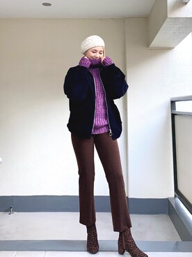 「ADRER（アドラー）のアイテム（ジャケット/アウター）」を使った、ももらんぼさん（レディース・170cm）の冬コーディネート
