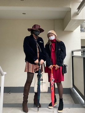 「OZOC（オゾック）のアイテム（ブーツ）」を使った、ももらんぼさん（レディース・170cm）の春コーディネート