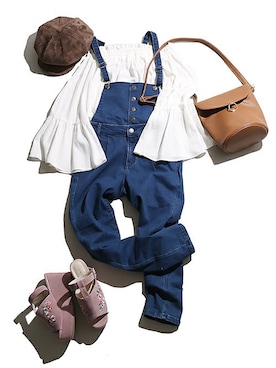 「肌見せ」｜「アイテム（キャスケット）」を使った、WEGOさん（レディース・160cm）の春コーディネート