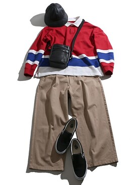 「ラガーシャツ」｜WEGOさん（メンズ・175cm）の春コーディネート