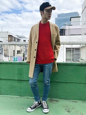 「WEGO（ウィゴー）のアイテム（チェスターコート）」を使った、WEGOさん（メンズ・177cm）の秋コーディネート