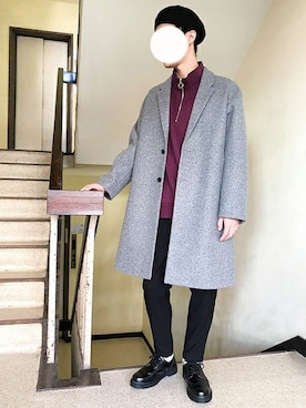 「WEGO（ウィゴー）のアイテム（チェスターコート）」を使った、WEGOさん（メンズ・177cm）の冬コーディネート