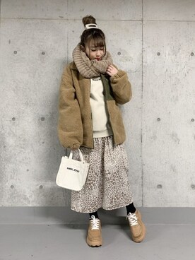 「ミニショルダー」｜「アイテム（ブルゾン）」を使った、WEGOさん（レディース・155cm）の冬コーディネート