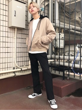 「WEGO（ウィゴー）のアイテム（MA-1）」を使った、WEGOさん（メンズ・178cm）の冬コーディネート