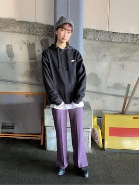 「BEN DAVIS（ベンデイビス）のアイテム（帽子）」を使った、WEGOさん（レディース・158cm）の冬コーディネート