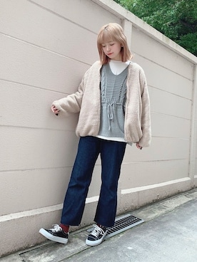 「クルーネックTシャツ」｜「アイテム（ジャケット/アウター）」を使った、WEGOさん（レディース・170cm）の冬コーディネート