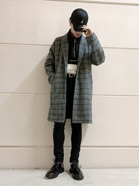 「WEGO（ウィゴー）のアイテム（チェスターコート）」を使った、WEGOさん（メンズ・180cm）の冬コーディネート