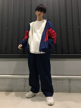 「クルーネックTシャツ」｜「アイテム（ジャケット/アウター）」を使った、WEGOさん（メンズ・174cm）の冬コーディネート