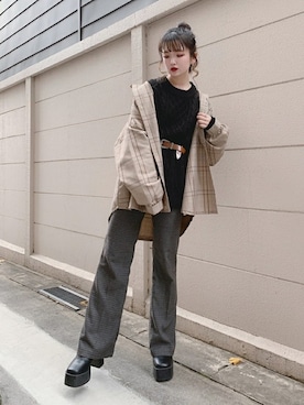 「WEGO（ウィゴー）のアイテム（ニット/セーター）」を使った、WEGOさん（レディース・152cm）の冬コーディネート