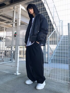 「WEGO（ウィゴー）のアイテム（MA-1）」を使った、WEGOさん（メンズ・174cm）の冬コーディネート