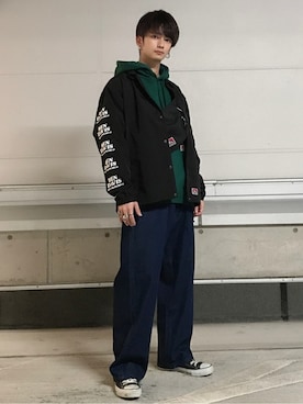 「BEN DAVIS（ベンデイビス）のアイテム（ナイロンジャケット）」を使った、WEGOさん（メンズ・174cm）の冬コーディネート